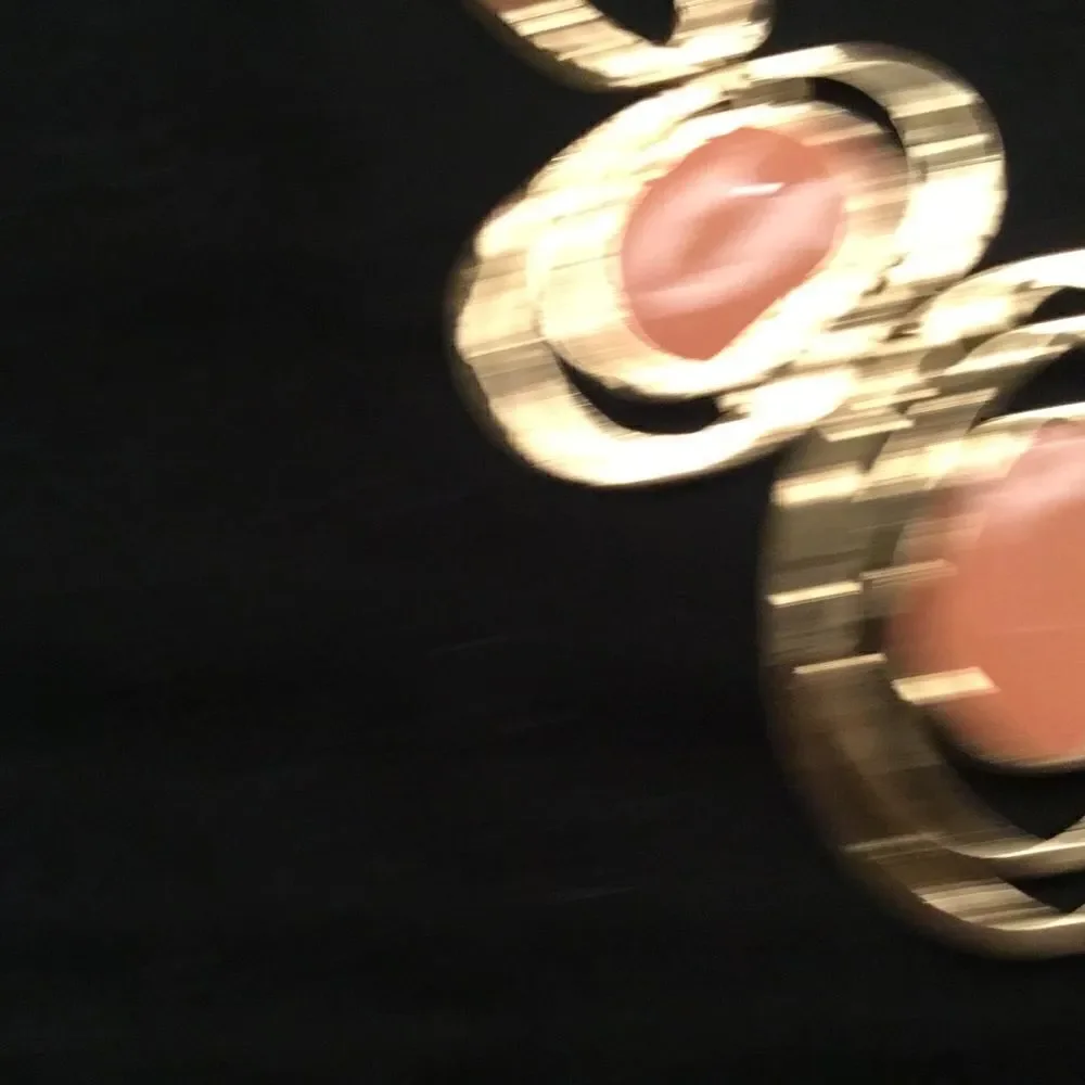 Goldtone Ovals Peach Enamel Necklace
